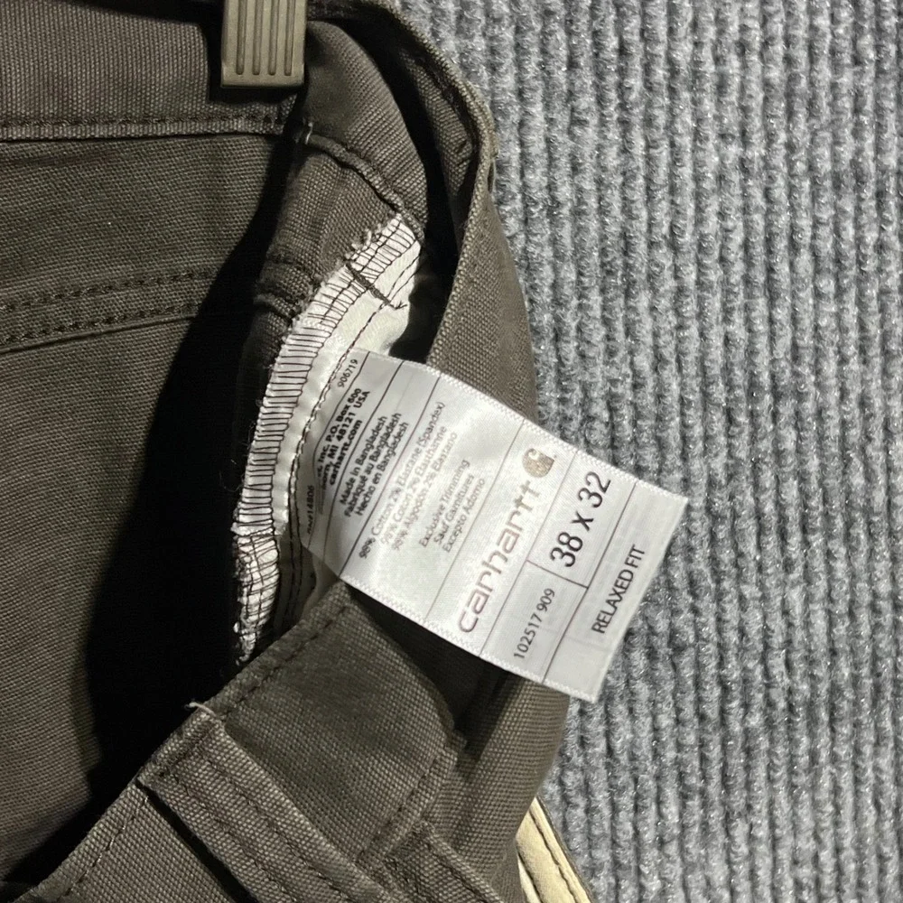 Carhartt Relaxed Fit Pants Mens 38x32 Brown Canvas Workwear Rugged Utility